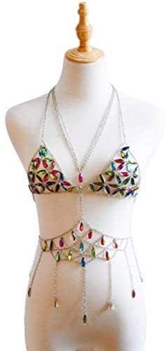 Deniferymakeup Handmade Crystal Bra Chain Bikini Body Chain Set for Summer Beach Holiday 