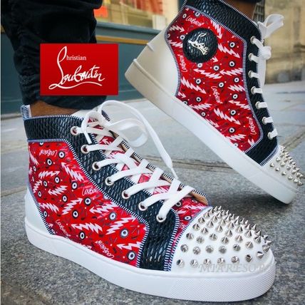 Christian Louboutin | Dots Studded Plain Leather Street Style Sneakers
[ Lou Spikes Orlato ]