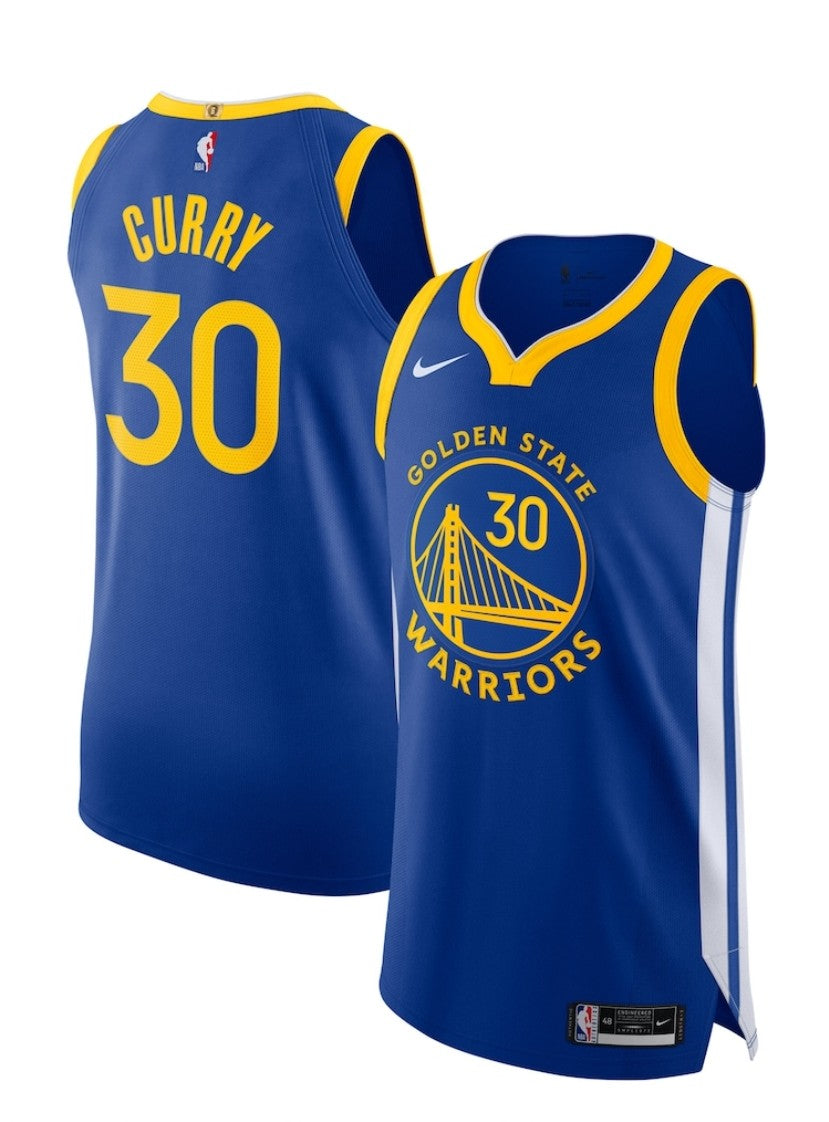 Officially Licensed Gear

Men's Golden State Warriors Nike Blue 2020/21 Authentic Stephen Curry Jersey - Icon Edition