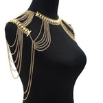 Vintage Gold Plated Shoulder Chain Necklace Jewelry