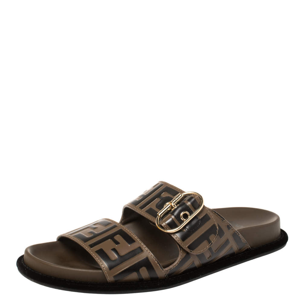 Fendi

Fendi Brown Leather FF Buckle Slide Sandals