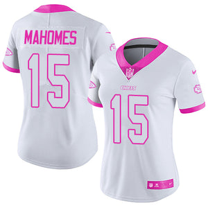 Nike Kansas City Chiefs No15 Patrick Mahomes White/Pink Women's Stitched NFL Limited Rush Fashion Jersey